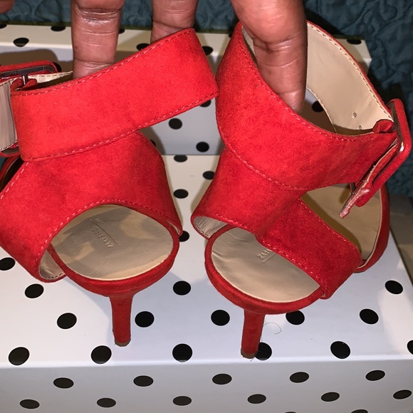 ZARA BASIC RED ANKLE STRAP HEELS - Picture 4 of 9
